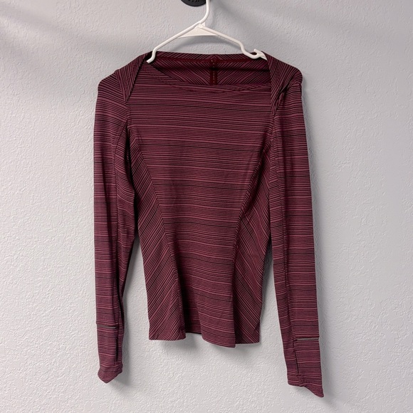 Lululemon W’s Sz 4 Kanto Catch Me LS Kanto Stripe Wine Berry Black. ExcltCnditn! - Picture 3 of 10